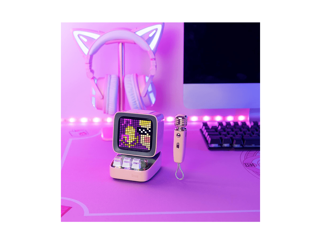 Divoom Ditoo-Mic Bluetooth Speaker with Karaoke Microphone - Pink in Qatar Divoom Ditoo-Mic Bluetooth Speaker with Karaoke Microphone - Pink in Qatar